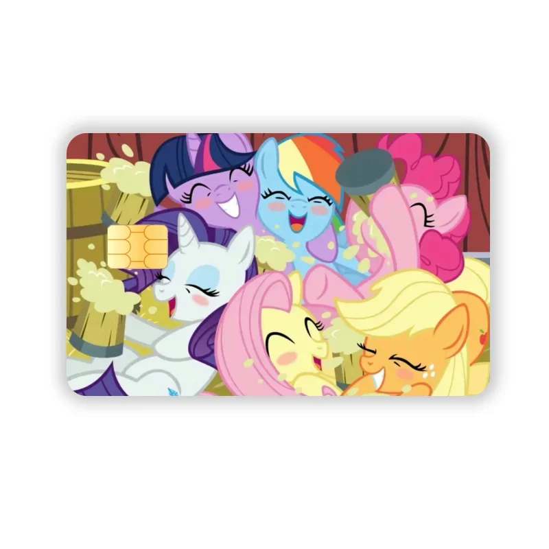 Autocollants étanches My Little Pony pour carte de crédit, carte de débit, dessin animé Kawaii, grands et petits autocollants à puce, nouveau