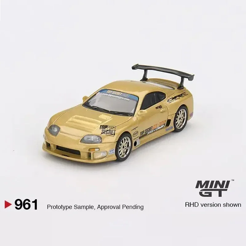 Pré-venda minigt 961 1:64 toyota supra a80 topo secreto gt300 topo secreto ouro diecast modelo coleção brinquedos