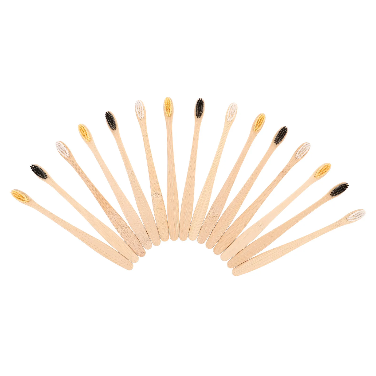 15Pcs Bamboo Toothbrush Soft Bristles Eco Friendly Biodegradable Handle Ergonomic Design Travel Toothbrush Hotel Bathroom
