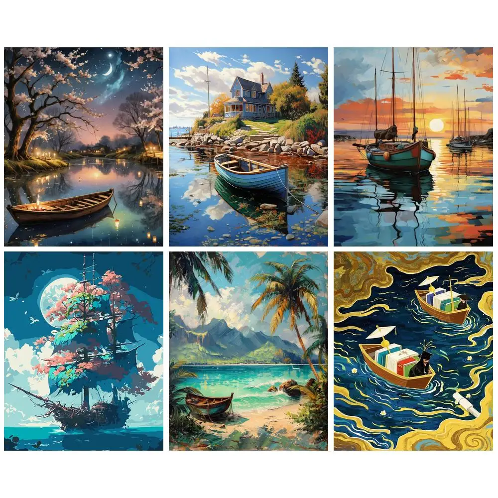 

GATYZTORY Paint By Number Night Landsape DIY Oil Painting By Numbers Art Pictures Kits Drawing Canvas HandPainted Gift Home Deco