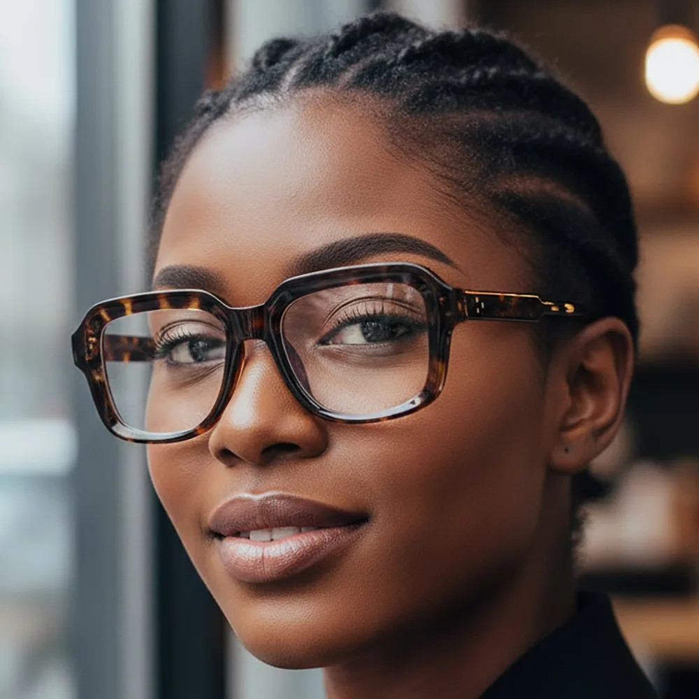 نظارات قراءة مصنوعة يدويًا للنساء، نظارات طبية مربعة لقصر النظر مع عدسات مضادة للضوء الأزرق، نظارات عصرية للنساء