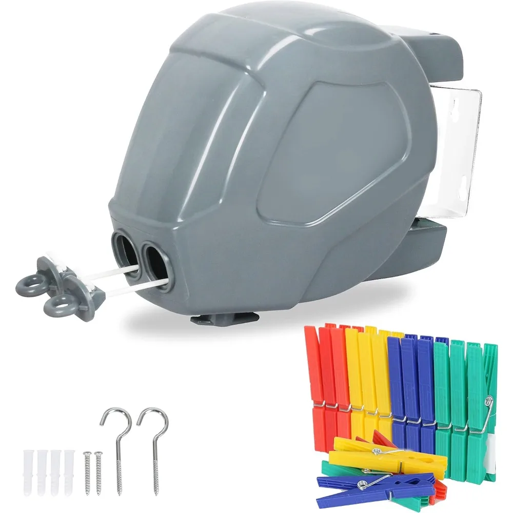 

Retractable Clothesline Heavy Duty Retracting Clothes Line Outdoor and Indoor with Durable ABS Shell and 2x49 Feet Extruded PVC