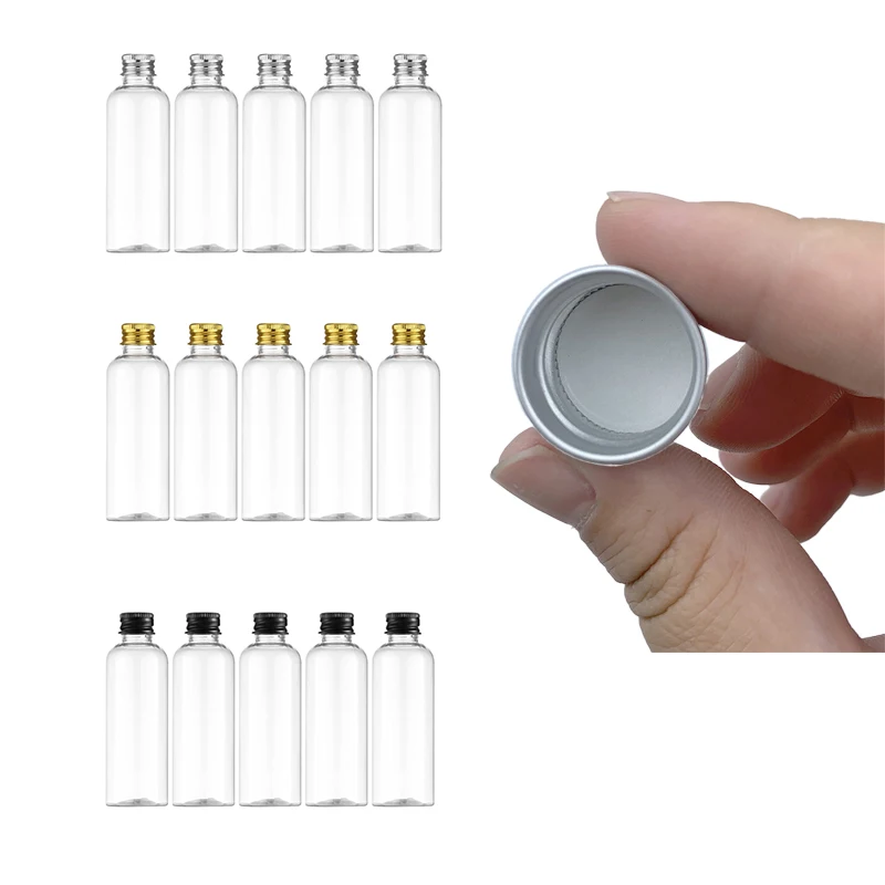 5Pcs 5ml-500ml Wholesale Simple Transparent Aluminum Cap Storage Bottle Ordinary Plastic Nut Lotion Bottle Multi-Function Travel