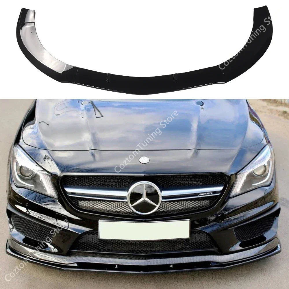 For Mercedes C117 3Pcs Maxton Style Front Bumper Lip Spoiler Splitter Diffuser CLA200 220 250 CLA45 AMG Line 2013-2016 Bodykits