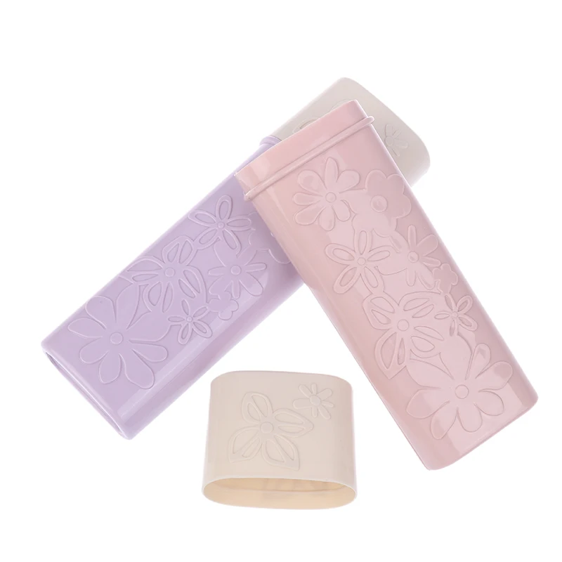 Portable Flower Carved Toothbrush Holder Outdoor Travel Hiking Camping Toothbrush Cap Case Home Toothpaste Storage Box Wash Cup