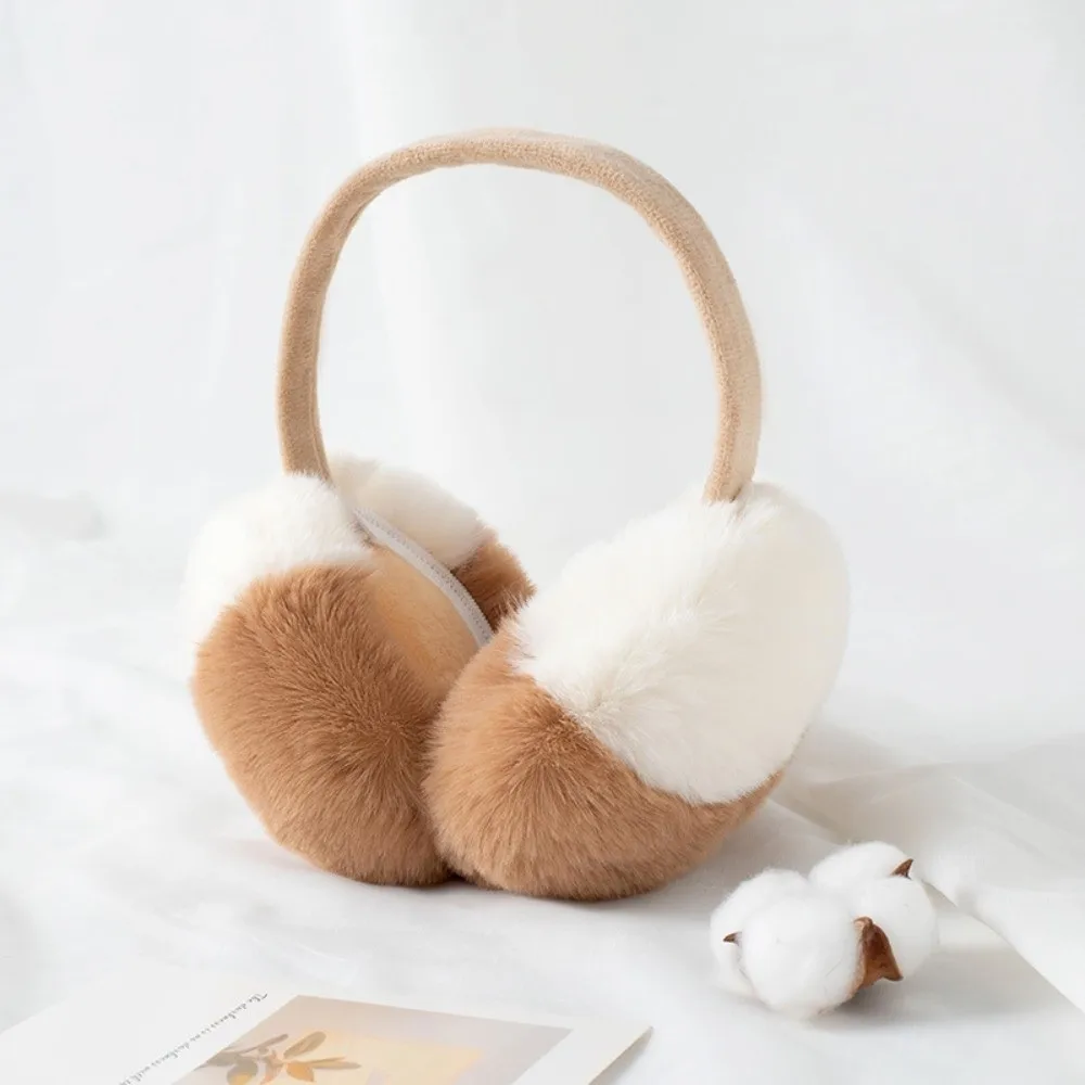 Two Tone Earmuffs Windproof Flexible Headband Faux Fur Ear Warmers Dual Color Soft Thermal Ear Covers Cold Weather Wear