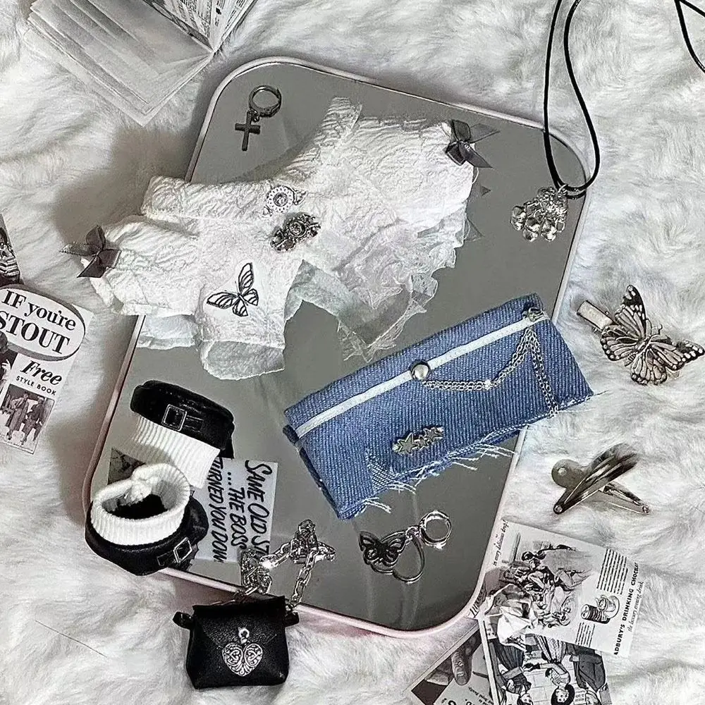 Ropa para muñecas de 20CM, casa de juego blanca y azul, uniforme de estudiante, accesorio para fotos, vestido cambiante, juego, muñeca, blusa, pantalones, traje, regalo