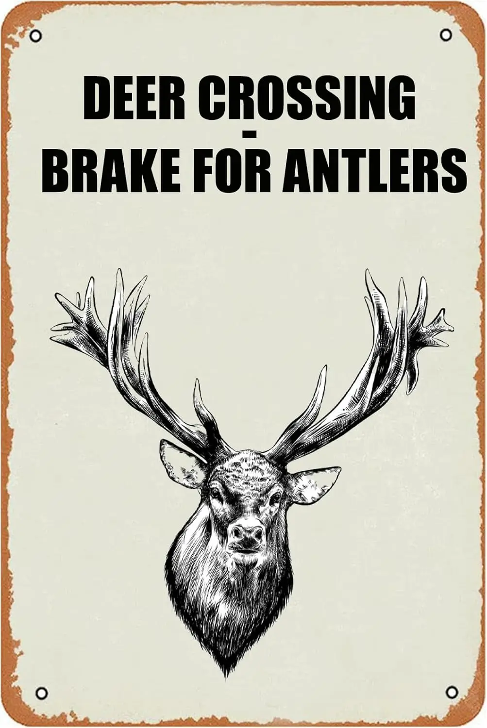 HQVLNAWX Retro vintage posters Metal Sign Deer Crossing - Brake for Antlers Signs Funny Room Decor Vintage Plaque Signs for Home