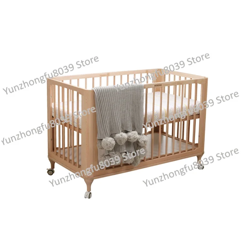 Mute Movable Baby Bed Wood Foldable Baby Crib With Foam