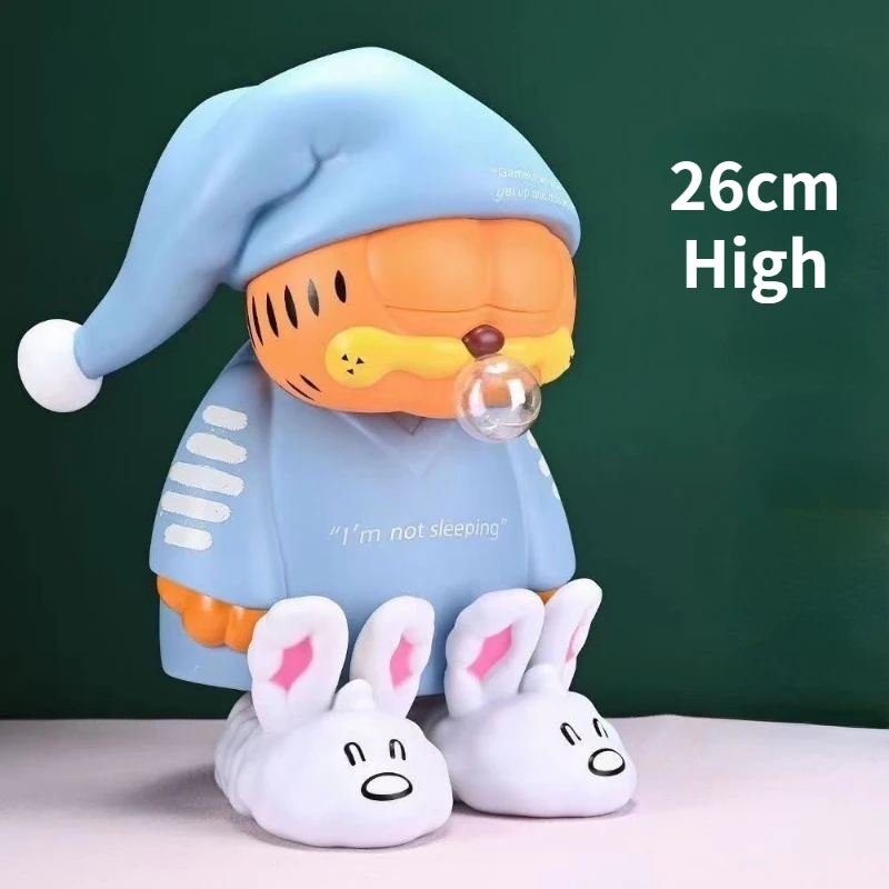 

26cm Standing Blue Sleepy Cat Toy Decoration Pajama Style Fashion Handmade Statue Model Birthday Gifts