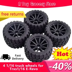 4 Pcs 1/16 Truck Tire For Trxs1/16 E-Revo Rubber Tire Diameter 80Mm Coupler 12Mm
