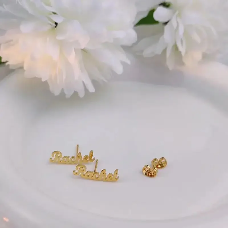 Pendientes personalizados con letras y nombres para mujer, joyería de acero inoxidable, aretes dorados a la moda, regalo único para ella, venta al