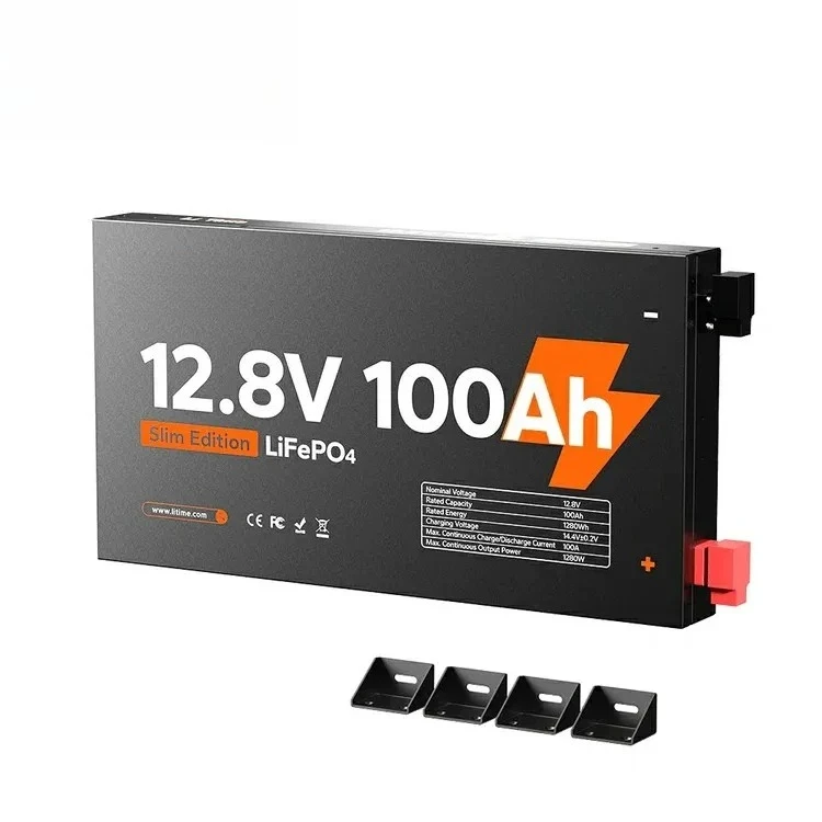 RV Ultra Thin LiFePO4 Battery 15000-Cycle Life IP65 Protection Space Saving Design for Solar Storage 12V 100Ah Slim