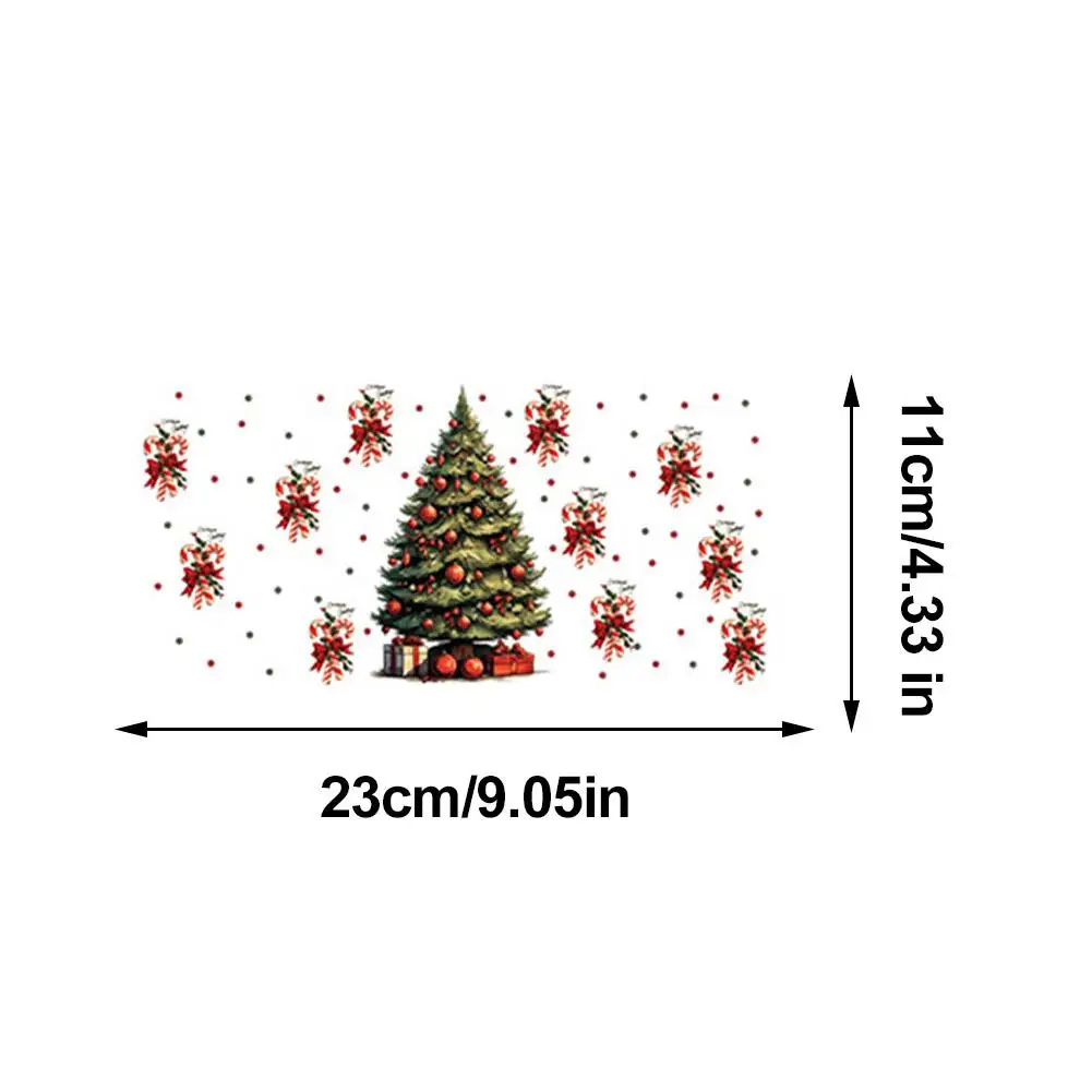 สติกเกอร์คริสมาสต์ติดทนแสง UV ขนาด23X11ซม. สติ๊กเกอร์บาร์โค้ดคริสตัลดีไซน์น่ารักกันน้ำกันรอยสำหรับ sloki kaca ขนาด16ออนซ์