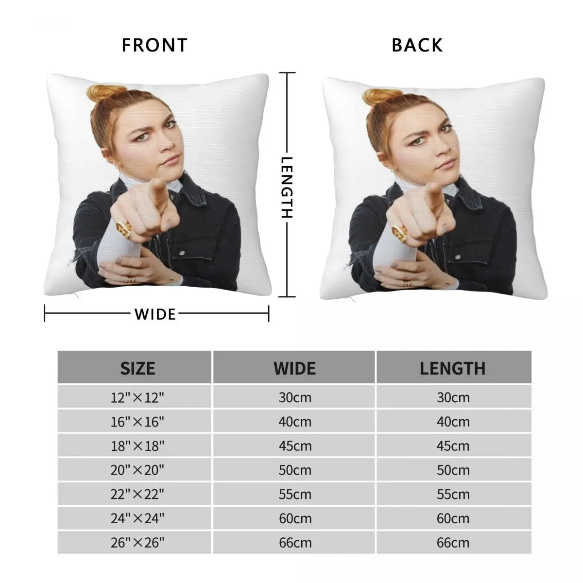 Florence Pugh Pointing At You Square Pillowcase Polyester Linen Velvet Pattern Decor Throw Pillow Case Bed Cushion Cover 45x45