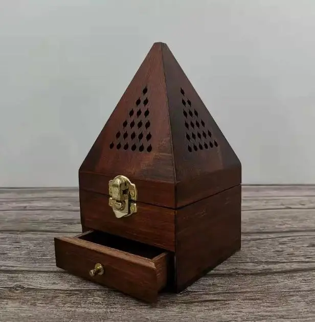 

Wooden Incense Holder Box Exquisite Carved Design Natural Wood Aroma Burner For Home Decor Desktop Use Christmas Gift bowl