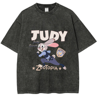 Graphic T Shirt Man Zootopia Nick Judy Printed Vintage Washed Womens Short Sleeve Tees Oversized Y2k Clothes Summer Tops 2025