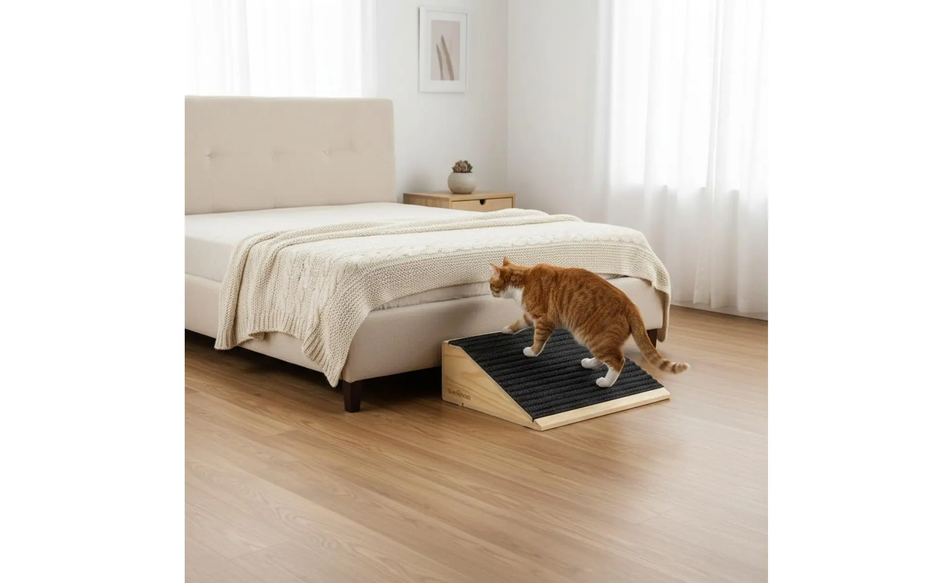 Wooden Pet Step Ramp Joint Protection Anti-Slip Dog Stair Single Step Pet Ramp Strong Wood Construction for Elderly Animals