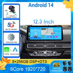 12.3 Inch Android 14 For Honda CRV 2020 2021 2022 2023 4G LTE Car Radio GPS Navigation Multimedia Player Wireless Carplay