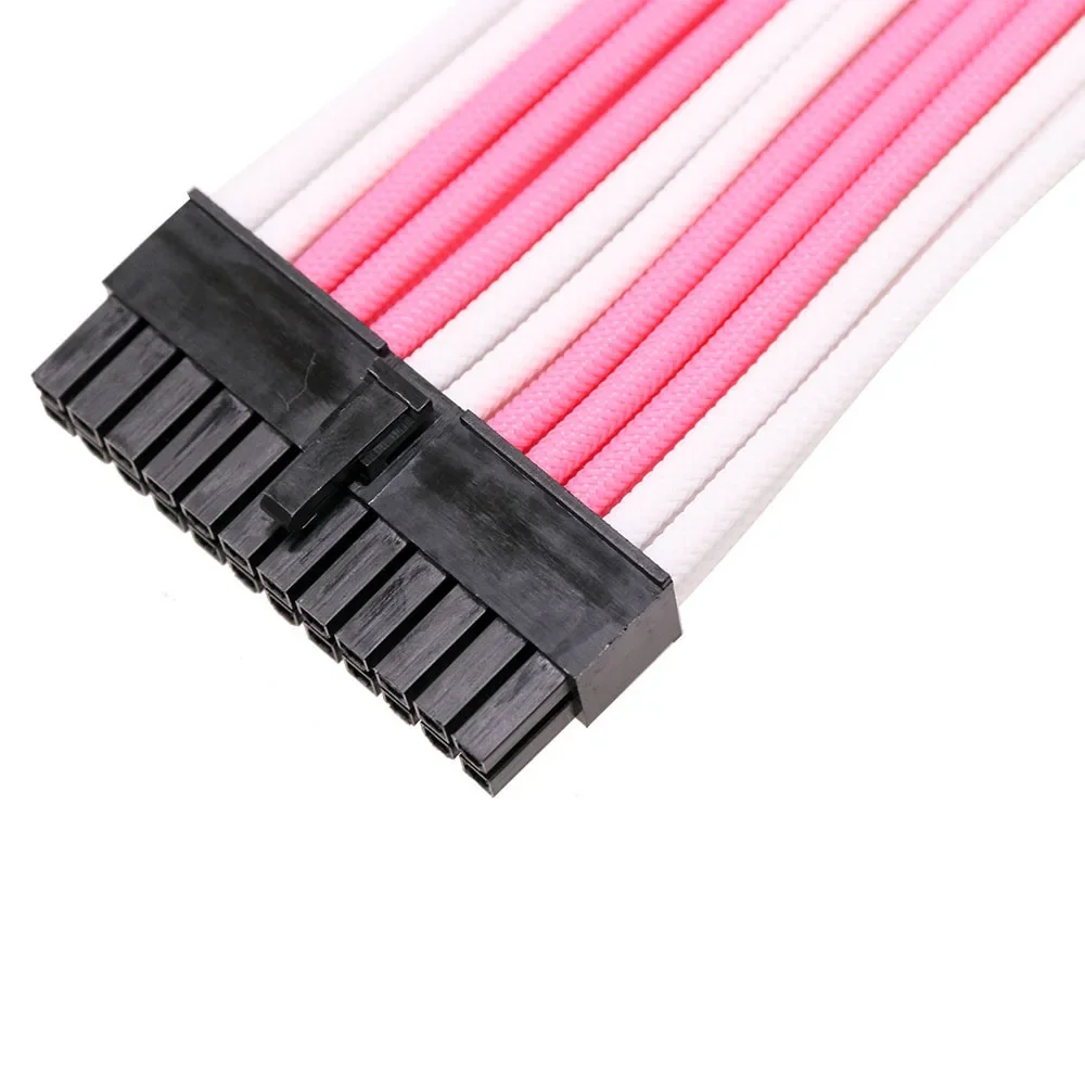 Cable de extensión de malla trenzada de nailon para PC, placa base de 24 P, fuente de alimentación ATX de alta velocidad, 24 pines
