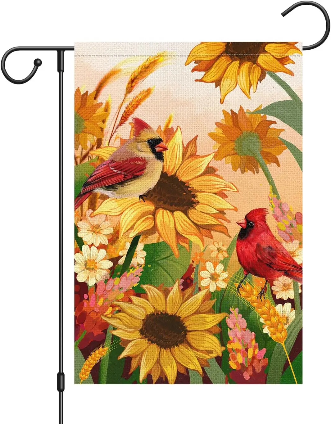 Louise Maelys Welcome Fall Graden Flag 12x18 inch Double Sided, Cardinal Sunflower Floral Autumn Thanksgiving Yard Flag Thanksgi