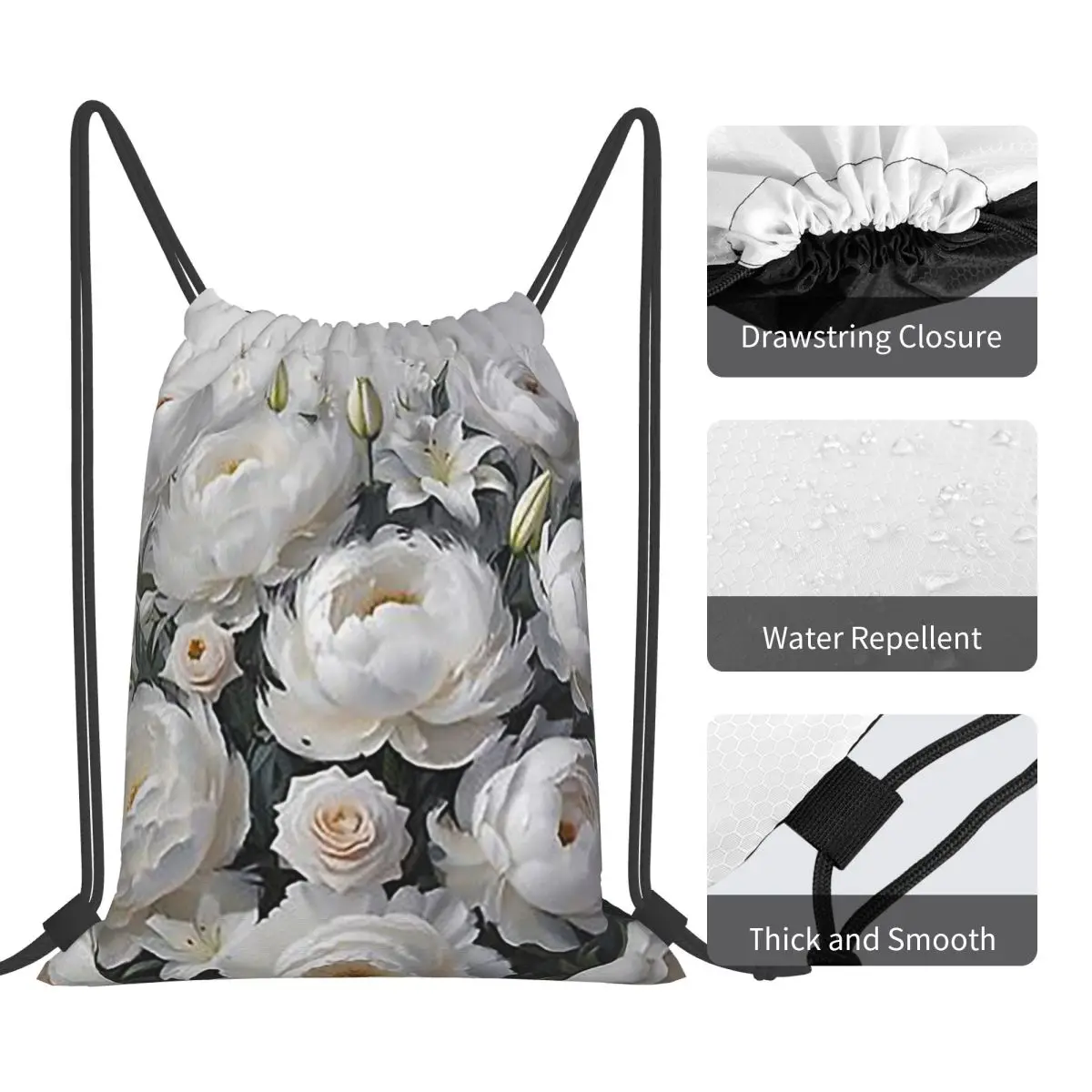 Flower Party Backpacks Fashion Portable Drawstring Bags Sports Bag Book Bags For Man Woman School