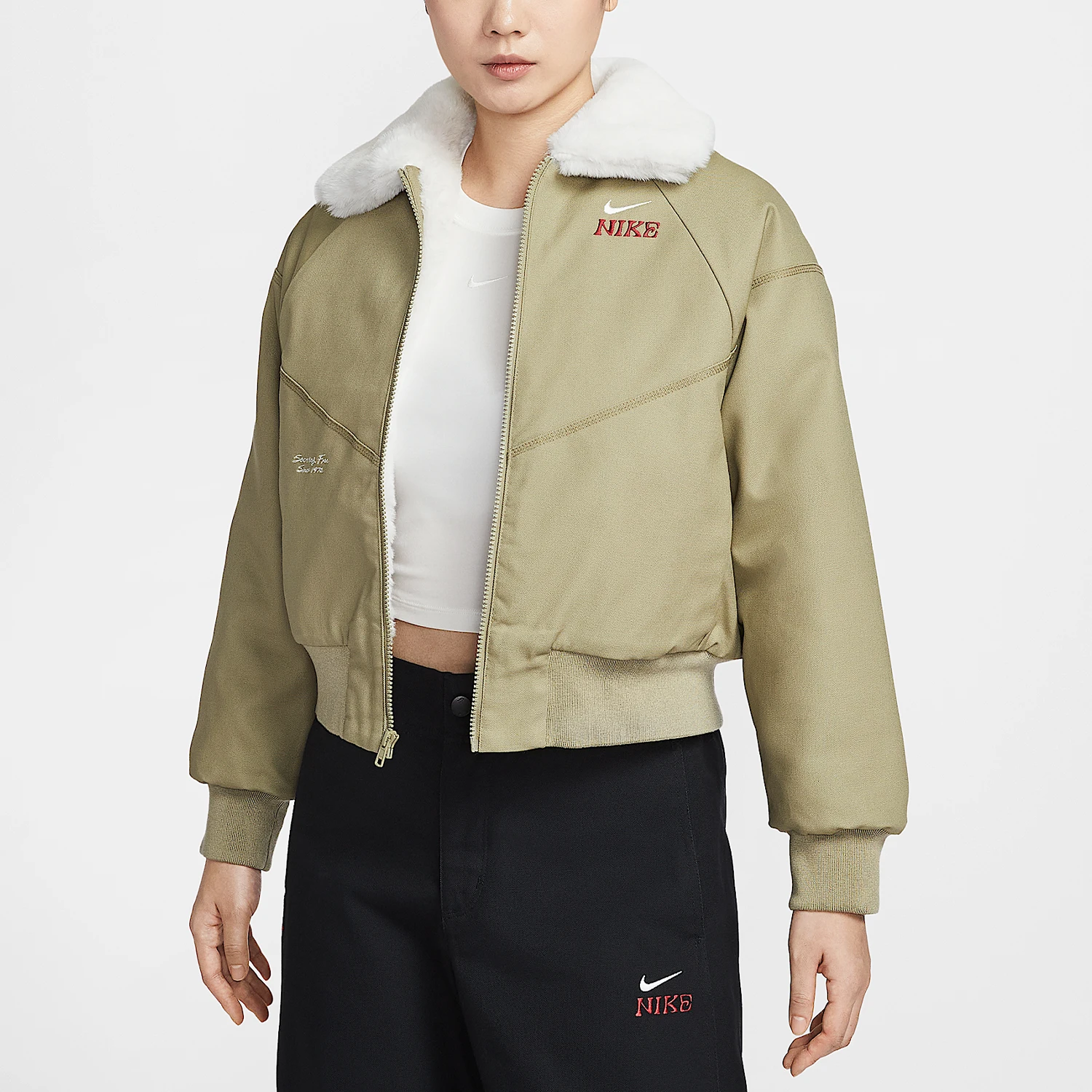 

Оригинальная женская износостойкая куртка Nike Spring с воротником и капюшоном IQ3823-276