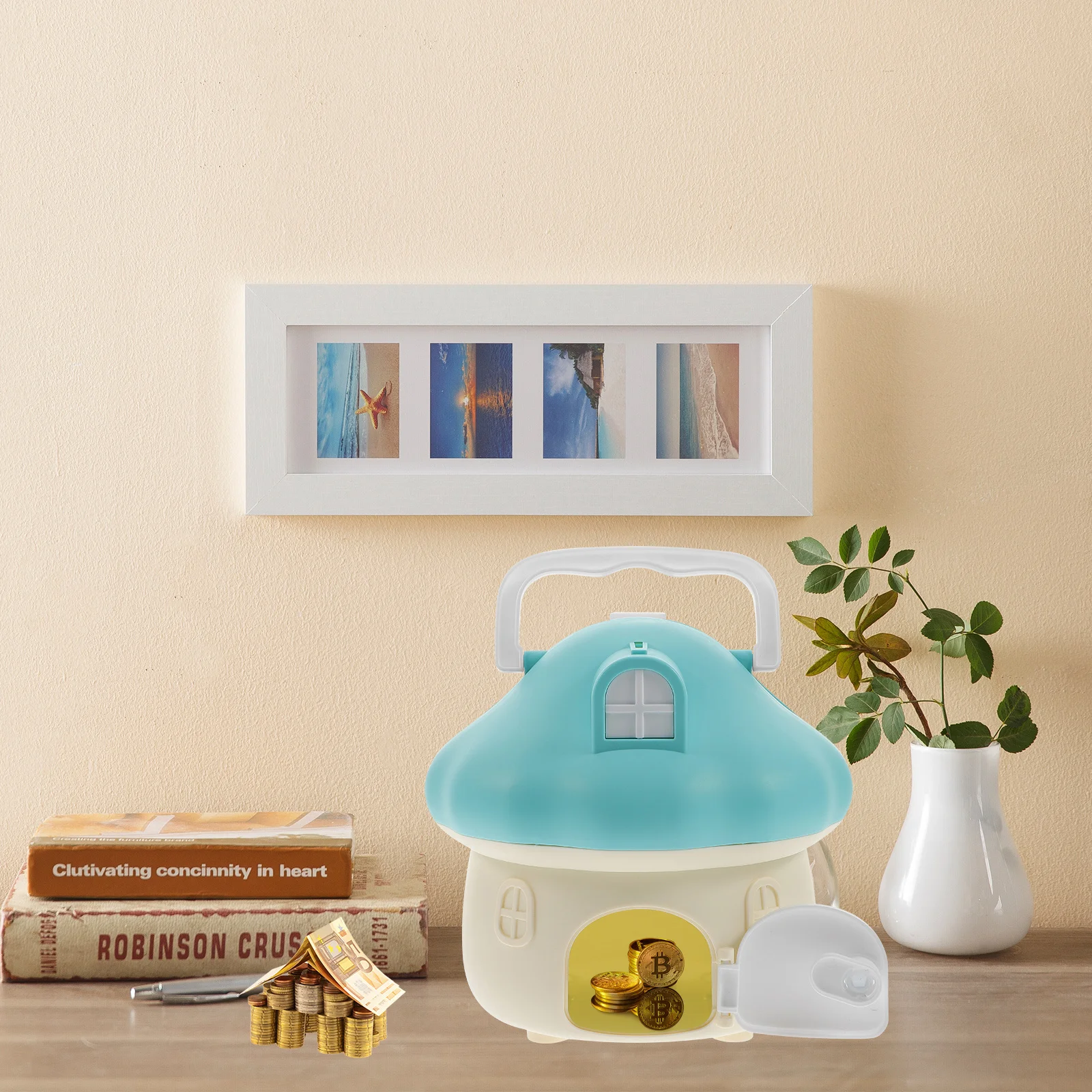 خمر نمط الفطر منزل عملة البنك عملة الحاويات الاطفال المال جرة توفير وعاء ديكور المنزل سطح المكتب زخرفة جرة المال