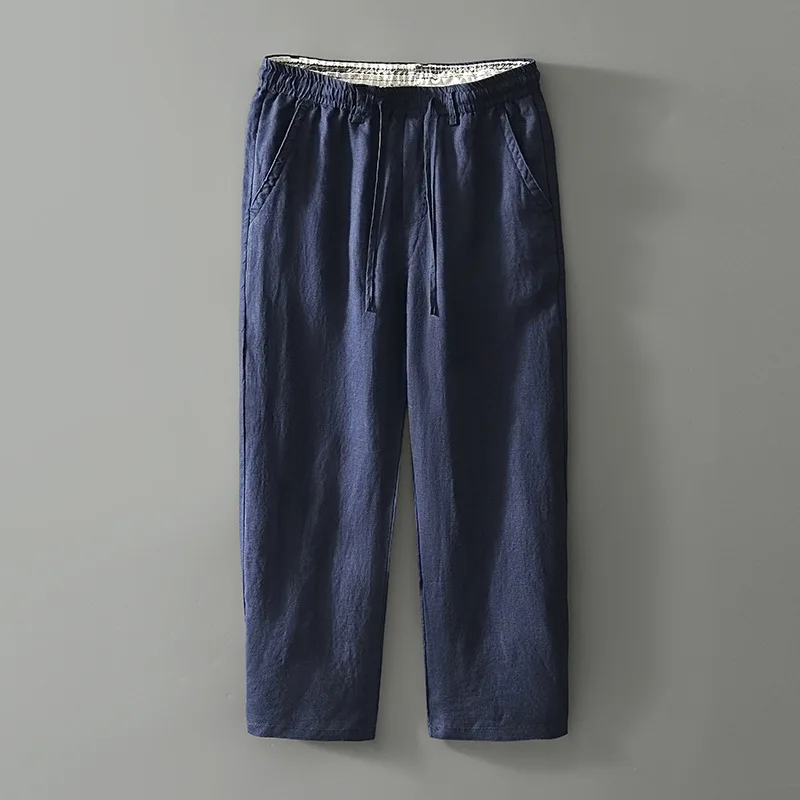 

L8248 Casual Linen Straight Leg Pants Thin Loose Slimming Dstring Wide Leg Long Trousers Spor Sle l Waist