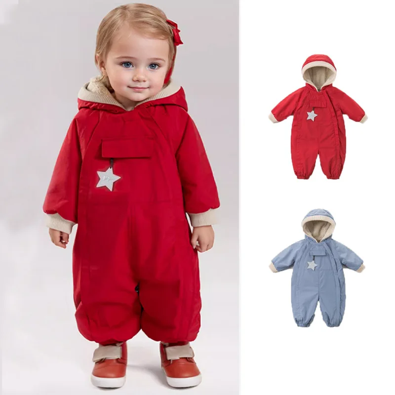 

Lnfant Down Jacket 2024 Fall And Winter New Padded Thickened Baby Jumpsuit Christmas Red Cute Baby Outwear Children's Clothing