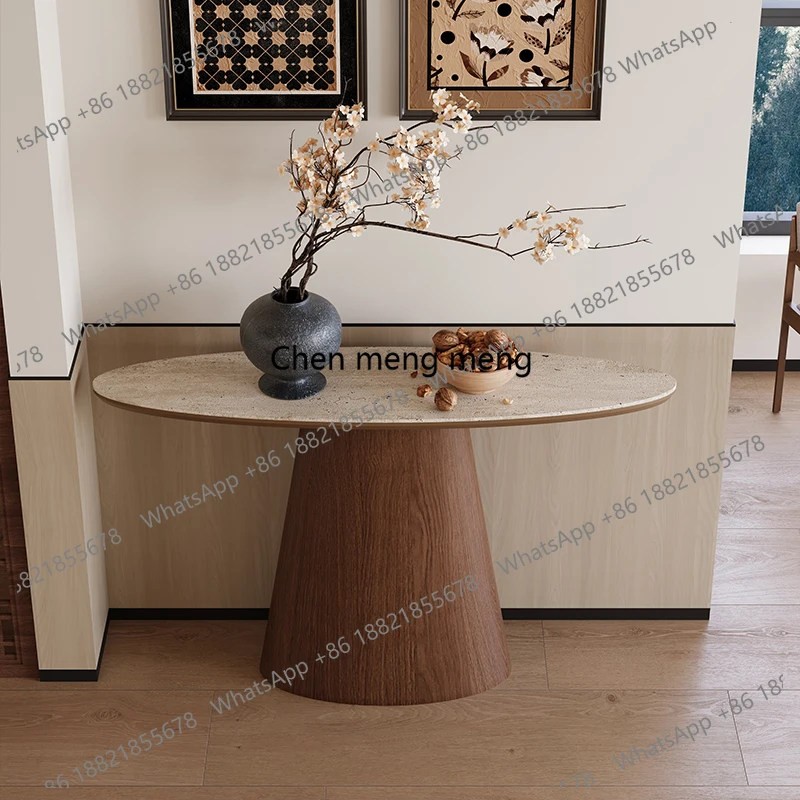 

Wabi-sabi style, French retro natural travertine, entrance door, entrance table, entryway, hallway