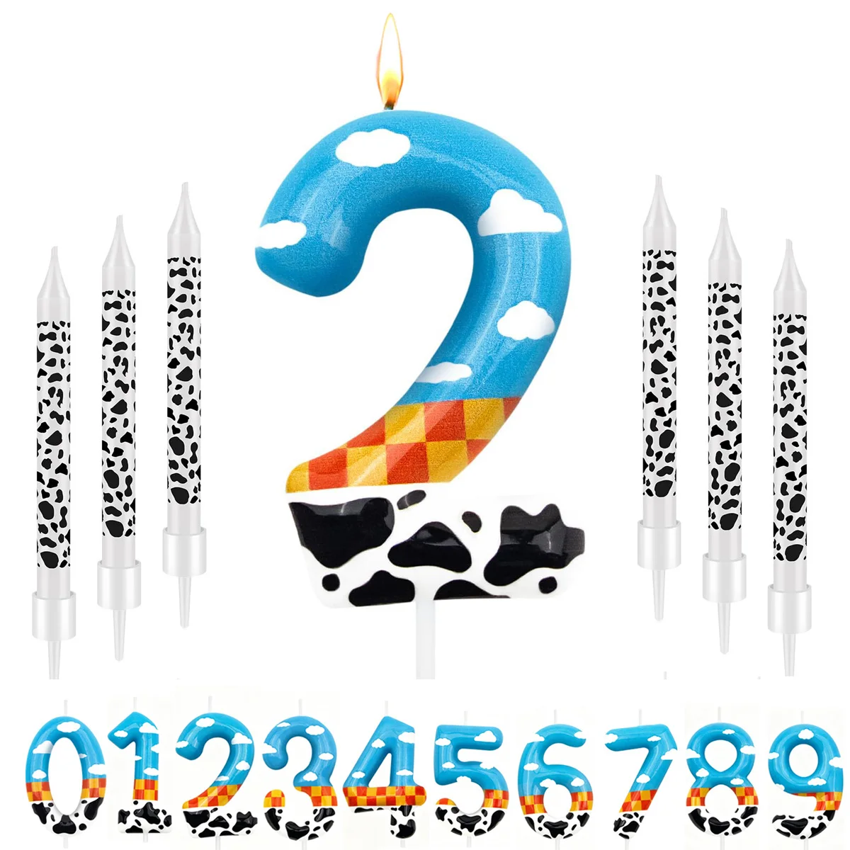 7Pcs Toy‑Theme 4th Birthday Number Cake Candles, Kids Birthday Party Candle Decorations for Boys and Girls，Kids Party Supplies ﻿