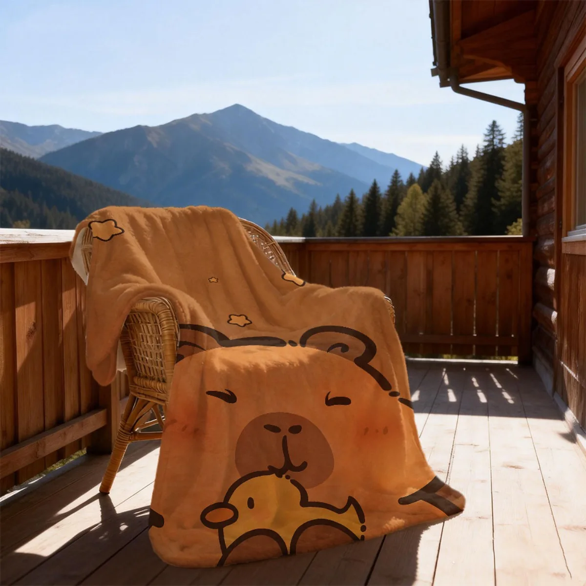 Soft Flannel Cartoon Capybara Quilt Digitally Printed Reversible Polyester Flannel, Suitable for Home Office Lunch Break All Yea