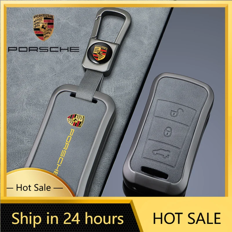 

Car Sticker For Porsche Zinc Alloy Leather Car Smart Flip Key Case Cover Remote Protector Shell For Porsche Cayenne GTS Panamer