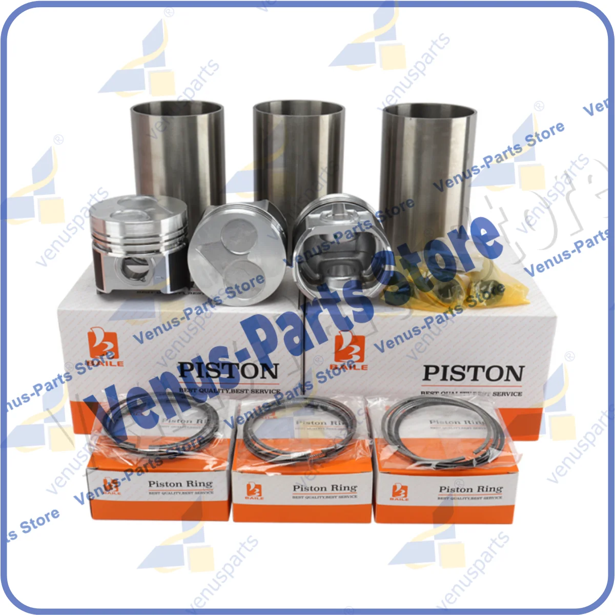 For Kubota D1703 Piston Set 1A091-21114 1G868-21110 Cylinder Liner 3 Cylinders Piston Ring 87*2HK+2+5mm Overhaul Rebuild Kit Set
