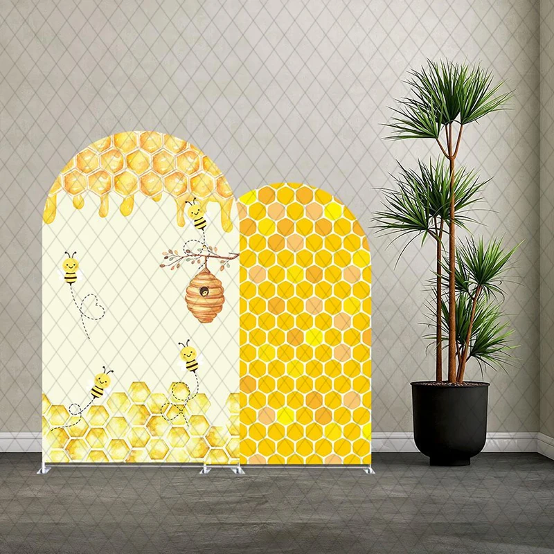 

LS Arch Background Custom 2-Sided Lemon Honey Bee Honeycomb Kids Birthday Party Baby Shower Covers Chiara Decor Backdrop