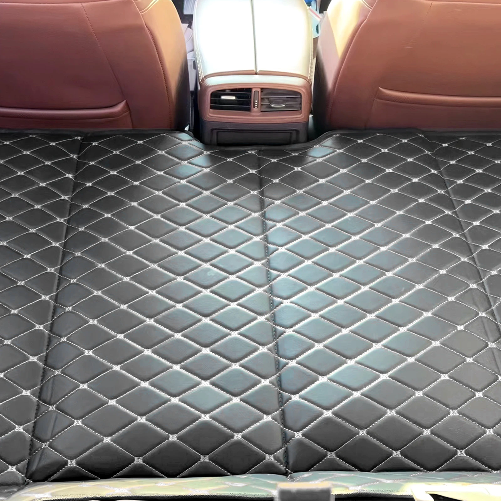 Non-Inflatable Car Mattress PU Leather Portable Car Camping Mattress Holds 661 Lbs for Sleeping for Sedan/SUV Camping Essential
