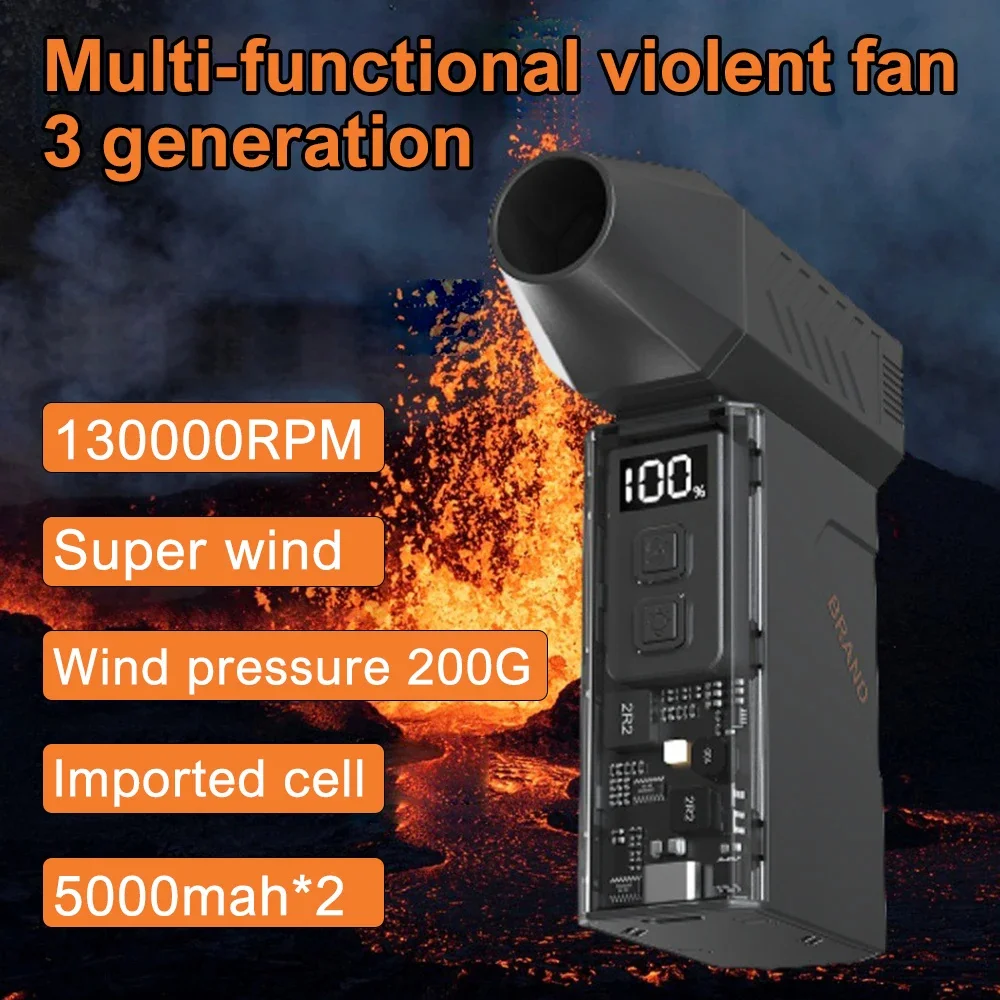 Violent Fan 130000RPM Powerful Air Blower Dust Cleaner 30W Super Type-C Charging Strong Winds 53m/s Brushless Turbo Jet Blower