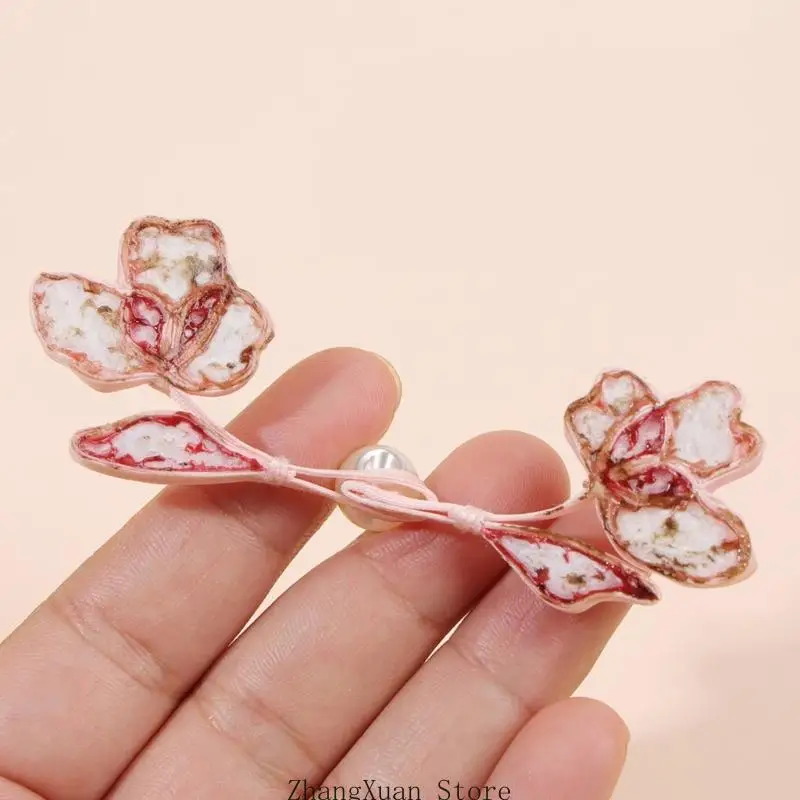 Nähknopf für traditionelle Outfits, handgefertigtes Blumenzweig-Qipao-Detail für DIY-Kleidungsreparaturen und – Detail 2