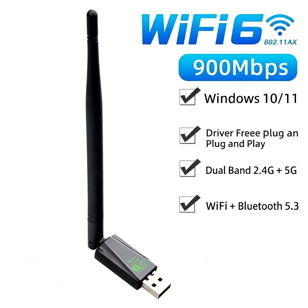 adaptador-usb-wifi6-ax900-900mbps-24g-5g-dual-band-bluetooth-53-placa-de-rede-sem-driver-para-desktop-windows-10-11
