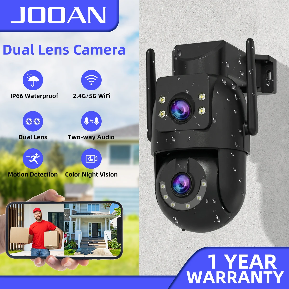 

JOOAN 4K 2K WiFi PTZ Camera Outdoor Dual Screen Auto Tracking IP Camera Waterproof Night Vision Security Video Surveillance