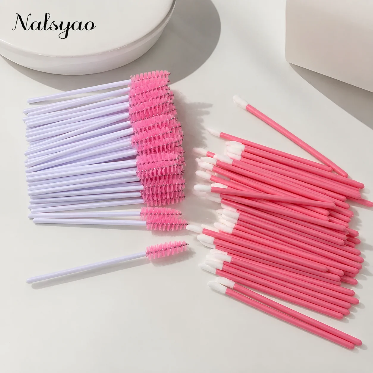 CNKESS 50PCS Disposable Eyebrow Eyelash Brushes 50PCS Lip Brushes  Mascara Wand Makeup Applicators Kit Eyelash Extension Brush