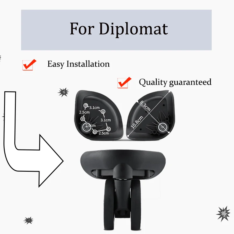 

For Diplomat -01 360° Rotating Luggage Wheels—Heat-Resistant And Non-slip Luggage Wheels Suitable For Checked Baggage