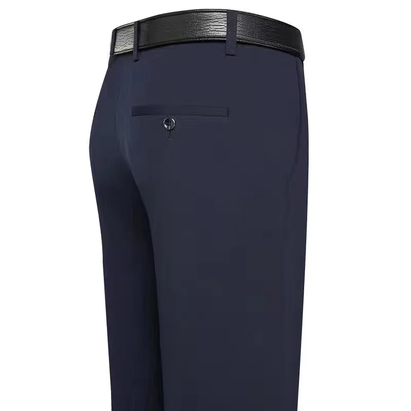2022 New Men's Dress Pants Trousers Straight Leg Middle-aged Men Trousers Casual Loose Thin Pants for Male Straight High Wais