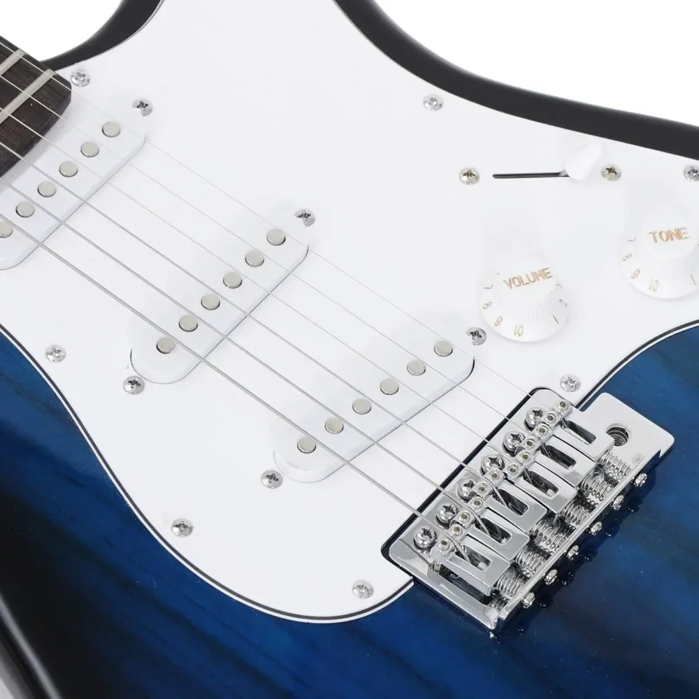 Chitarra elettrica a grandezza naturale da 39" con amplificatore, custodia e pacchetto accessori Pacchetto iniziali per principianti, blu