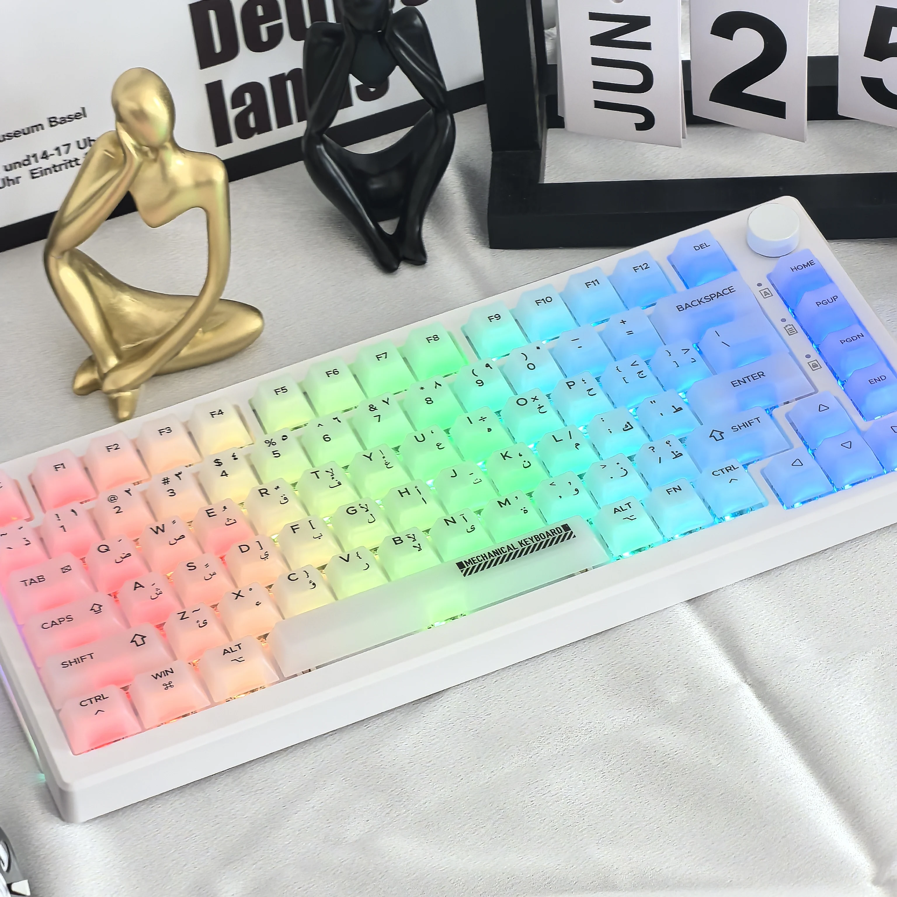 Arabic Keycaps 124Keys Pc Material Cherry Translucent Milky White Matte Transparent Keycaps