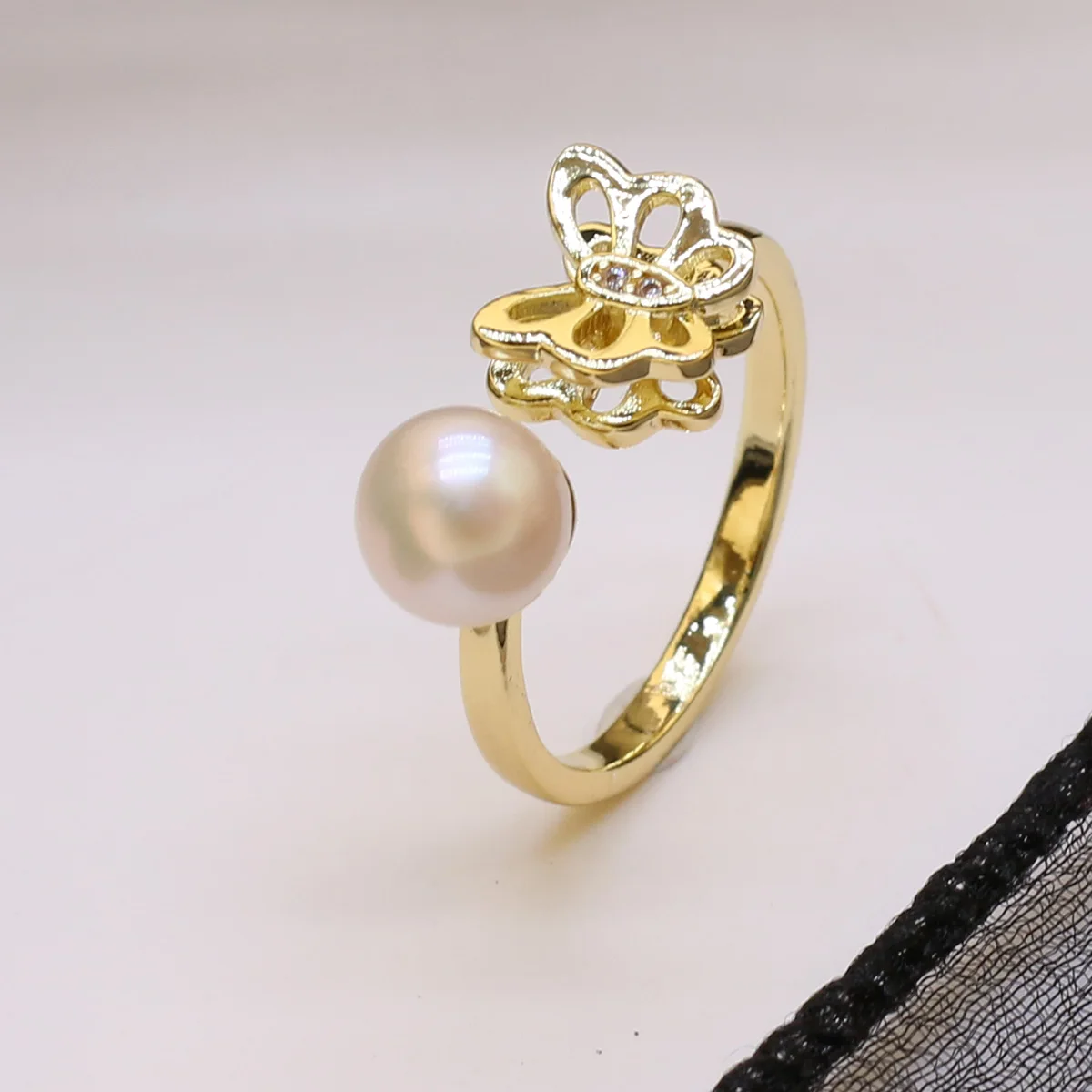 

Natural freshwater pearl Rings Retro Fashion Rings Gold Plated Adjustable Ring for women Fine Jewelry Memorial Day wedding gifts