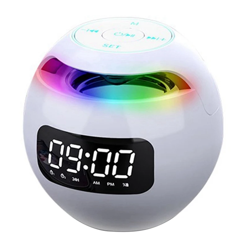 Mini Wekker Bluetooth Speaker Draadloze Klankkast Met Inductiekop Led Display Hifi Tf Kaart Muziekspeler