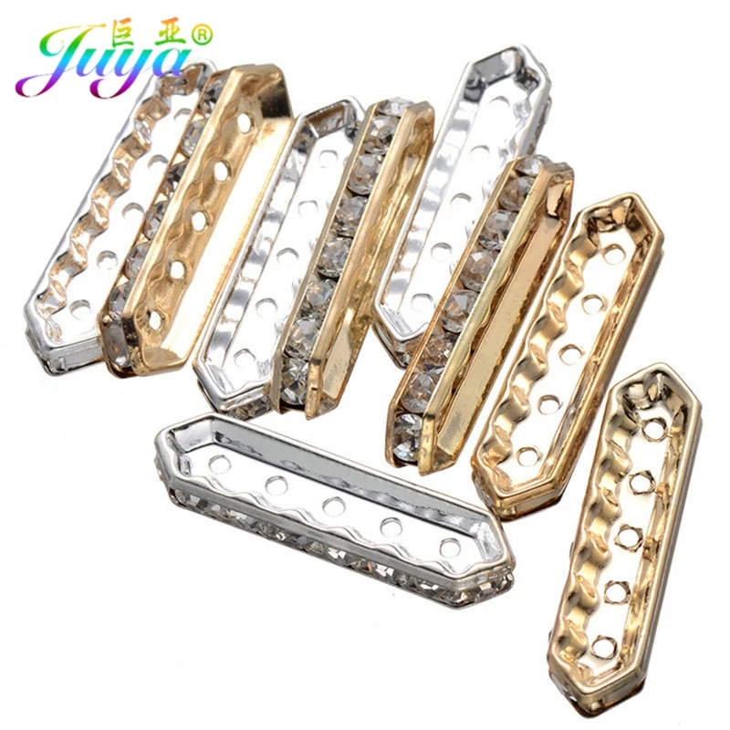 Juya 50pcs/lot Wholesale Metal Separator Spacers Supplies DIY 2 3 5 Holes Spacer Bars Accessories For Beadwork Jewelry Making