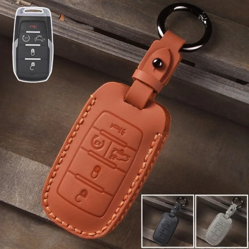 

A+ Genuine Leather Car Key Fob Case Cover For Dodge RAM 1500 2500 3500 2019-2021